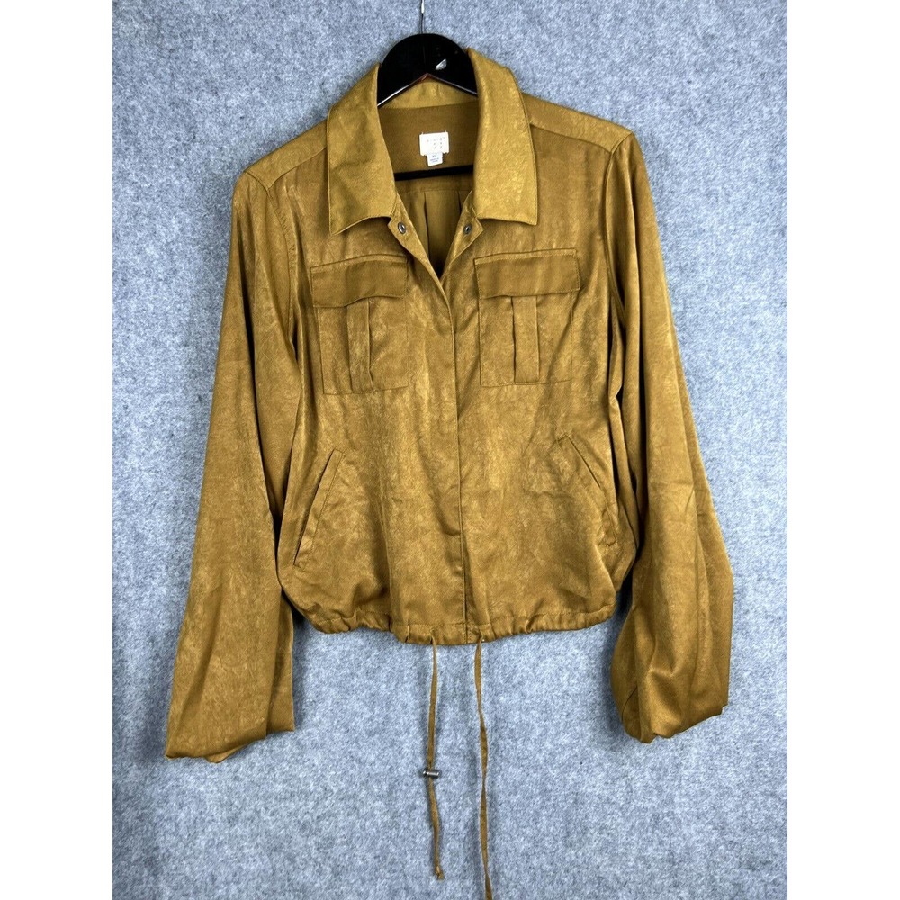 A New Day Women's Shirt Jacket Size EXTRA Large Yellow Snap Button Long Sleeve